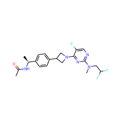 CC(=O)N[C@@H](C)c1ccc(C2CN(c3nc(N(C)CC(F)F)ncc3F)C2)cc1 ZINC000149971560