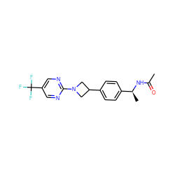 CC(=O)N[C@@H](C)c1ccc(C2CN(c3ncc(C(F)(F)F)cn3)C2)cc1 ZINC000149951481