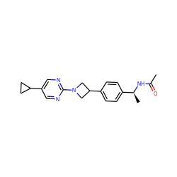 CC(=O)N[C@@H](C)c1ccc(C2CN(c3ncc(C4CC4)cn3)C2)cc1 ZINC000149951241