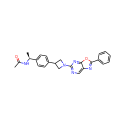 CC(=O)N[C@@H](C)c1ccc(C2CN(c3ncc4nc(-c5ccccc5)oc4n3)C2)cc1 ZINC000149633822