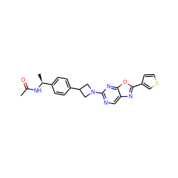 CC(=O)N[C@@H](C)c1ccc(C2CN(c3ncc4nc(-c5ccsc5)oc4n3)C2)cc1 ZINC000149634716