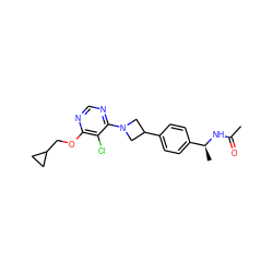 CC(=O)N[C@@H](C)c1ccc(C2CN(c3ncnc(OCC4CC4)c3Cl)C2)cc1 ZINC000149980014