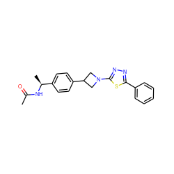 CC(=O)N[C@@H](C)c1ccc(C2CN(c3nnc(-c4ccccc4)s3)C2)cc1 ZINC000149951024