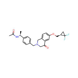 CC(=O)N[C@@H](C)c1ccc(CN2CC(=O)c3cc(OC[C@H]4CC4(F)F)ccc3C2)cc1 ZINC001772571504