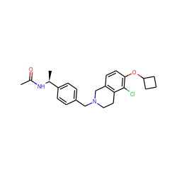 CC(=O)N[C@@H](C)c1ccc(CN2CCc3c(ccc(OC4CCC4)c3Cl)C2)cc1 ZINC001772628553