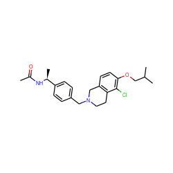 CC(=O)N[C@@H](C)c1ccc(CN2CCc3c(ccc(OCC(C)C)c3Cl)C2)cc1 ZINC001772632575