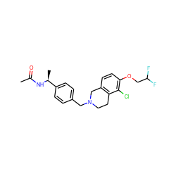 CC(=O)N[C@@H](C)c1ccc(CN2CCc3c(ccc(OCC(F)F)c3Cl)C2)cc1 ZINC001772616230