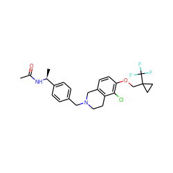 CC(=O)N[C@@H](C)c1ccc(CN2CCc3c(ccc(OCC4(C(F)(F)F)CC4)c3Cl)C2)cc1 ZINC001772571553