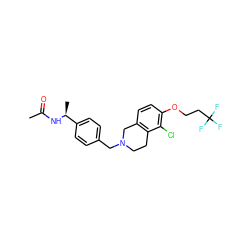 CC(=O)N[C@@H](C)c1ccc(CN2CCc3c(ccc(OCCC(F)(F)F)c3Cl)C2)cc1 ZINC001772640367