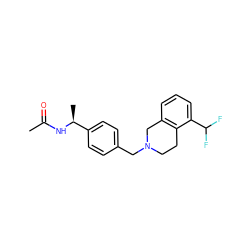 CC(=O)N[C@@H](C)c1ccc(CN2CCc3c(cccc3C(F)F)C2)cc1 ZINC001772572906