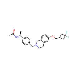 CC(=O)N[C@@H](C)c1ccc(CN2CCc3cc(OCC4CC(F)(F)C4)ccc3C2)cc1 ZINC001772633743