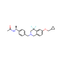 CC(=O)N[C@@H](C)c1ccc(CN2Cc3ccc(OCC4CC4)cc3C(F)(F)C2)cc1 ZINC001772618888