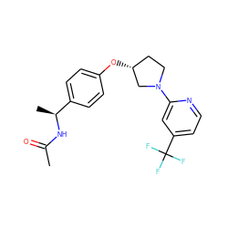 CC(=O)N[C@@H](C)c1ccc(O[C@@H]2CCN(c3cc(C(F)(F)F)ccn3)C2)cc1 ZINC000169709756