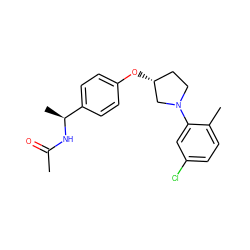 CC(=O)N[C@@H](C)c1ccc(O[C@@H]2CCN(c3cc(Cl)ccc3C)C2)cc1 ZINC001772587037