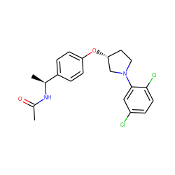 CC(=O)N[C@@H](C)c1ccc(O[C@@H]2CCN(c3cc(Cl)ccc3Cl)C2)cc1 ZINC001772585509