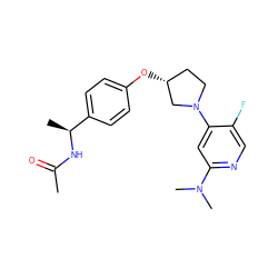 CC(=O)N[C@@H](C)c1ccc(O[C@@H]2CCN(c3cc(N(C)C)ncc3F)C2)cc1 ZINC000169709897