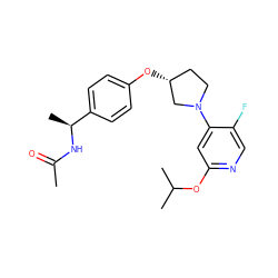 CC(=O)N[C@@H](C)c1ccc(O[C@@H]2CCN(c3cc(OC(C)C)ncc3F)C2)cc1 ZINC000169709290