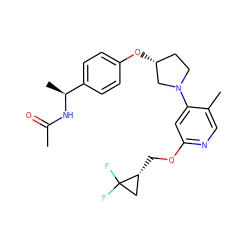 CC(=O)N[C@@H](C)c1ccc(O[C@@H]2CCN(c3cc(OC[C@@H]4CC4(F)F)ncc3C)C2)cc1 ZINC000169709318