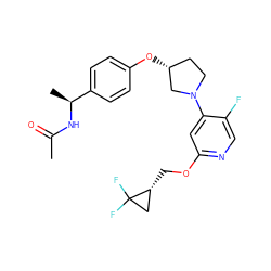 CC(=O)N[C@@H](C)c1ccc(O[C@@H]2CCN(c3cc(OC[C@@H]4CC4(F)F)ncc3F)C2)cc1 ZINC000169709294