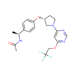 CC(=O)N[C@@H](C)c1ccc(O[C@@H]2CCN(c3cc(OCC(F)(F)F)ncn3)C2)cc1 ZINC000261152751