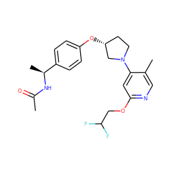 CC(=O)N[C@@H](C)c1ccc(O[C@@H]2CCN(c3cc(OCC(F)F)ncc3C)C2)cc1 ZINC000169709324