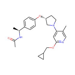 CC(=O)N[C@@H](C)c1ccc(O[C@@H]2CCN(c3cc(OCC4CC4)ncc3C)C2)cc1 ZINC000169709201