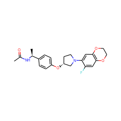 CC(=O)N[C@@H](C)c1ccc(O[C@@H]2CCN(c3cc4c(cc3F)OCCO4)C2)cc1 ZINC001772603082