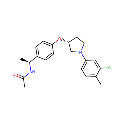 CC(=O)N[C@@H](C)c1ccc(O[C@@H]2CCN(c3ccc(C)c(Cl)c3)C2)cc1 ZINC001772643629