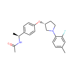 CC(=O)N[C@@H](C)c1ccc(O[C@@H]2CCN(c3ccc(C)cc3F)C2)cc1 ZINC001772650192