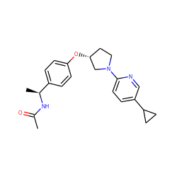 CC(=O)N[C@@H](C)c1ccc(O[C@@H]2CCN(c3ccc(C4CC4)cn3)C2)cc1 ZINC000169709282