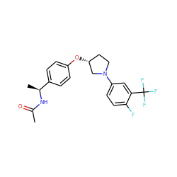 CC(=O)N[C@@H](C)c1ccc(O[C@@H]2CCN(c3ccc(F)c(C(F)(F)F)c3)C2)cc1 ZINC001772601843