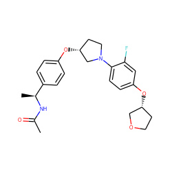 CC(=O)N[C@@H](C)c1ccc(O[C@@H]2CCN(c3ccc(O[C@@H]4CCOC4)cc3F)C2)cc1 ZINC001772587362