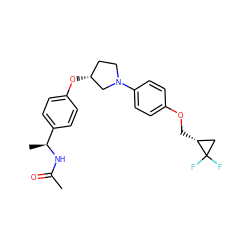 CC(=O)N[C@@H](C)c1ccc(O[C@@H]2CCN(c3ccc(OC[C@@H]4CC4(F)F)cc3)C2)cc1 ZINC000209119452