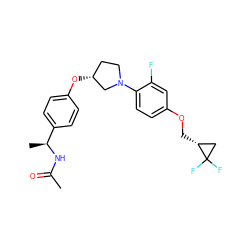 CC(=O)N[C@@H](C)c1ccc(O[C@@H]2CCN(c3ccc(OC[C@@H]4CC4(F)F)cc3F)C2)cc1 ZINC000209121497