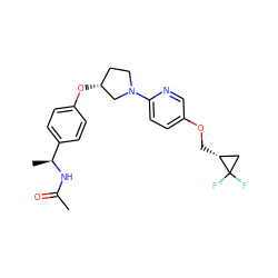 CC(=O)N[C@@H](C)c1ccc(O[C@@H]2CCN(c3ccc(OC[C@@H]4CC4(F)F)cn3)C2)cc1 ZINC000169709140