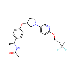 CC(=O)N[C@@H](C)c1ccc(O[C@@H]2CCN(c3ccc(OC[C@@H]4CC4(F)F)nc3)C2)cc1 ZINC000169709233