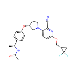 CC(=O)N[C@@H](C)c1ccc(O[C@@H]2CCN(c3ccc(OC[C@@H]4CC4(F)F)nc3C#N)C2)cc1 ZINC000169709264