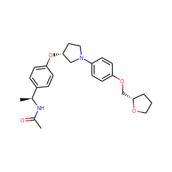 CC(=O)N[C@@H](C)c1ccc(O[C@@H]2CCN(c3ccc(OC[C@@H]4CCCO4)cc3)C2)cc1 ZINC001772654690