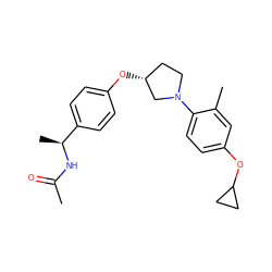 CC(=O)N[C@@H](C)c1ccc(O[C@@H]2CCN(c3ccc(OC4CC4)cc3C)C2)cc1 ZINC000209119543