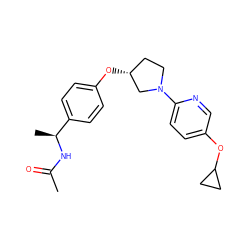 CC(=O)N[C@@H](C)c1ccc(O[C@@H]2CCN(c3ccc(OC4CC4)cn3)C2)cc1 ZINC000169709274