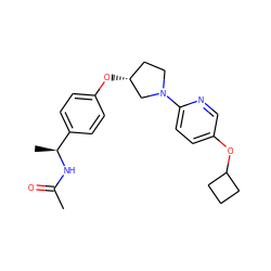 CC(=O)N[C@@H](C)c1ccc(O[C@@H]2CCN(c3ccc(OC4CCC4)cn3)C2)cc1 ZINC000169709203