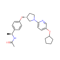 CC(=O)N[C@@H](C)c1ccc(O[C@@H]2CCN(c3ccc(OC4CCCC4)cn3)C2)cc1 ZINC000169709205