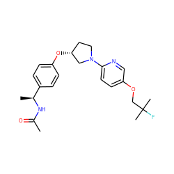 CC(=O)N[C@@H](C)c1ccc(O[C@@H]2CCN(c3ccc(OCC(C)(C)F)cn3)C2)cc1 ZINC000169709314