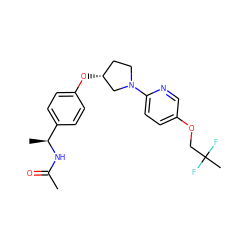 CC(=O)N[C@@H](C)c1ccc(O[C@@H]2CCN(c3ccc(OCC(C)(F)F)cn3)C2)cc1 ZINC000169709322