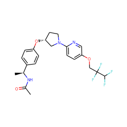 CC(=O)N[C@@H](C)c1ccc(O[C@@H]2CCN(c3ccc(OCC(F)(F)C(F)F)cn3)C2)cc1 ZINC000169709934