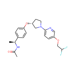 CC(=O)N[C@@H](C)c1ccc(O[C@@H]2CCN(c3ccc(OCC(F)F)cn3)C2)cc1 ZINC000169709933