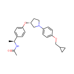 CC(=O)N[C@@H](C)c1ccc(O[C@@H]2CCN(c3ccc(OCC4CC4)cc3)C2)cc1 ZINC000209119313