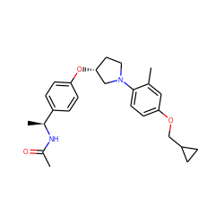 CC(=O)N[C@@H](C)c1ccc(O[C@@H]2CCN(c3ccc(OCC4CC4)cc3C)C2)cc1 ZINC000209121577