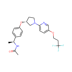 CC(=O)N[C@@H](C)c1ccc(O[C@@H]2CCN(c3ccc(OCCC(F)(F)F)cn3)C2)cc1 ZINC000169709209