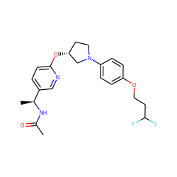 CC(=O)N[C@@H](C)c1ccc(O[C@@H]2CCN(c3ccc(OCCC(F)F)cc3)C2)nc1 ZINC001772582496